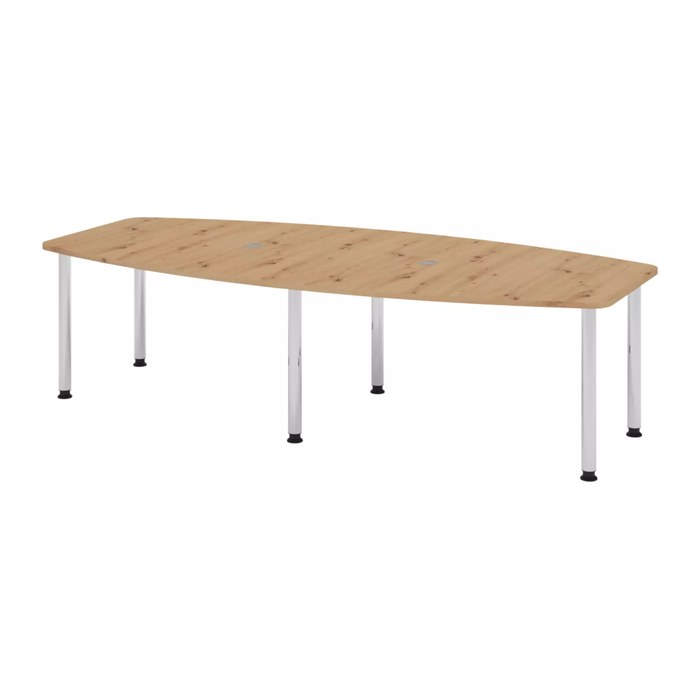 HAMMERBACHER Konferenztisch KT28C asteiche Tonnenform, Rundrohr chrom, 280,0 x 85,0/130,0 x 72,0 - 74,0 cm