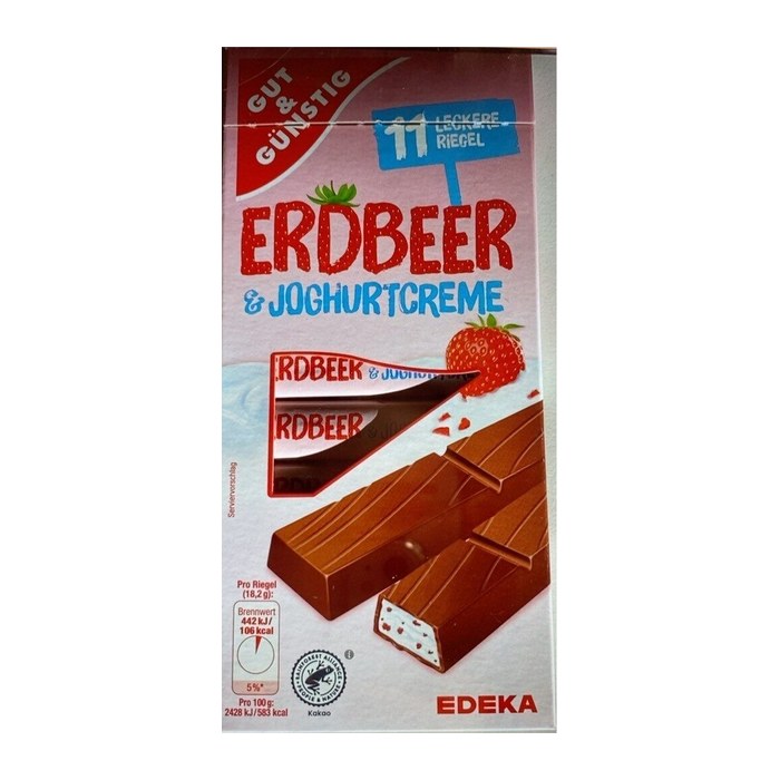 GUT&GÜNSTIG Joghurt-Erdbeer Schokoriegel 11 Riegel, 1 St.