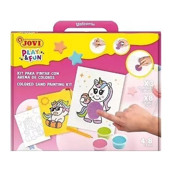 JOVI Bastelset Play & Fun Sand Painting Kit Unicorns mehrfarbig