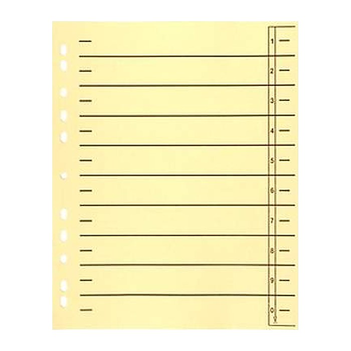 Wekre Trennblätter DIN A4 0-9 gelb, 230 g/m², 100 Blatt