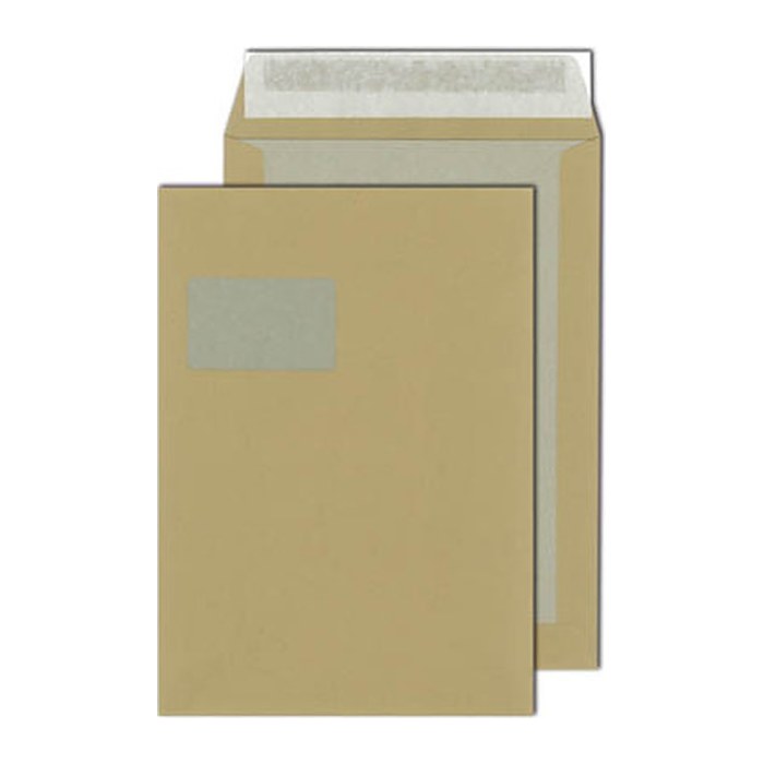 MAILmedia Papprückwandtaschen DIN C4 mit Fenster braun 100 St.