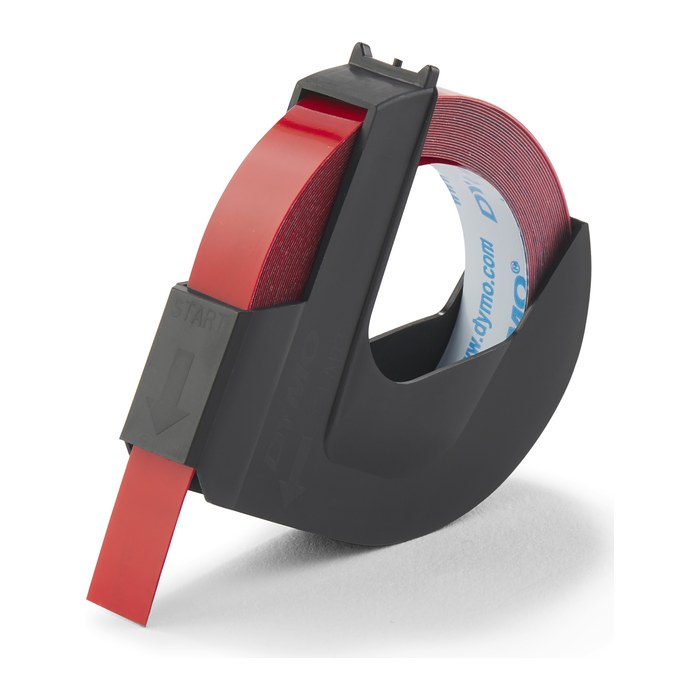 DYMO Prägeband 3D 12742 520102, 9 mm, weiß auf rot, 1 St.
