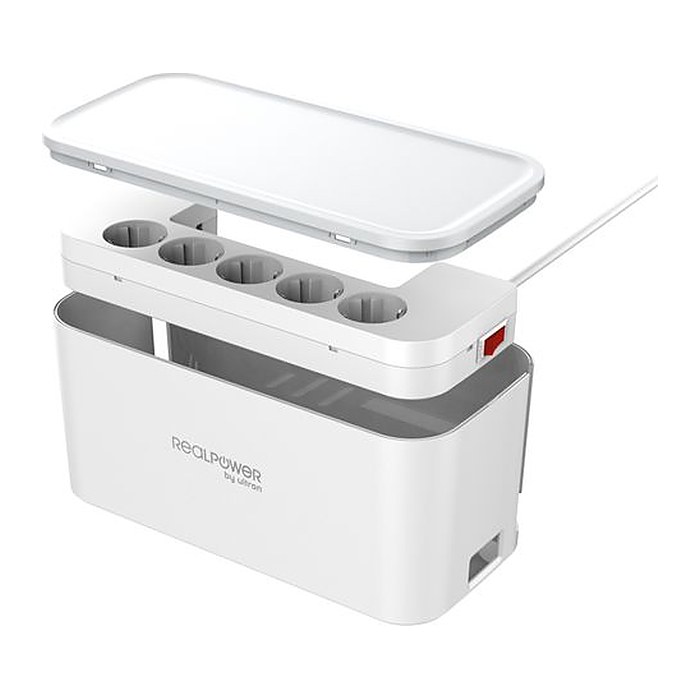 RealPower Steckdosenwürfel PowerBox 522 + 2xUSB-A / 2xUSB-C