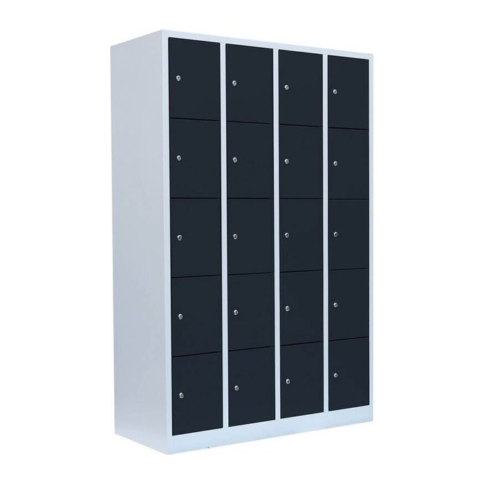 LÜLLMANN Schließfachschrank anthrazit, lichtgrau 520548, 20 Schließfächer 117,0 x 50,0 x 180,0 cm