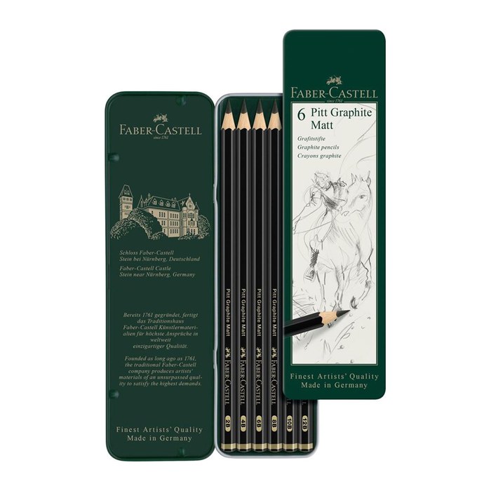 FABER-CASTELL Pitt Graphite Matt Graphitstifte schwarz, 6 St.