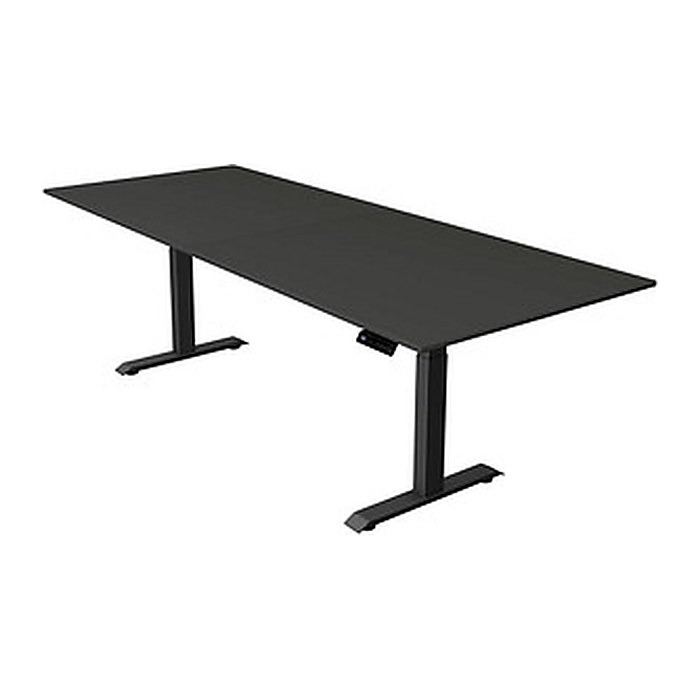 Kerkmann Move 4 elektrisch höhenverstellbarer Schreibtisch anthrazit rechteckig, T-Fuß-Gestell grau 250,0 x 100,0 cm