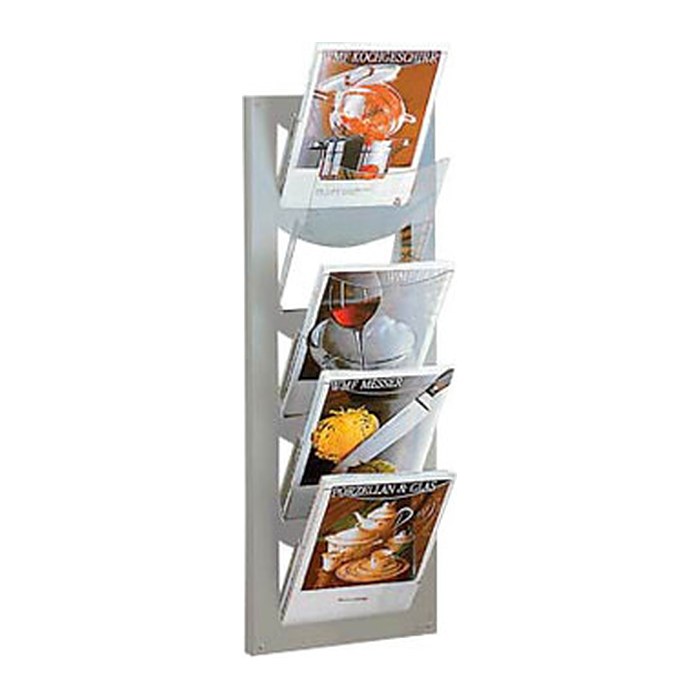 Kerkmann Wandprospekthalter alu DIN A4 5 Fächern 30,0 x 17,0 x 90,0 cm, 1 St.