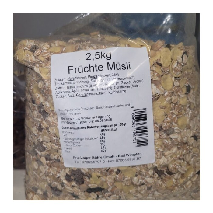 Frießinger Mühle Früchte Müsli 2,5 kg, 1 St.