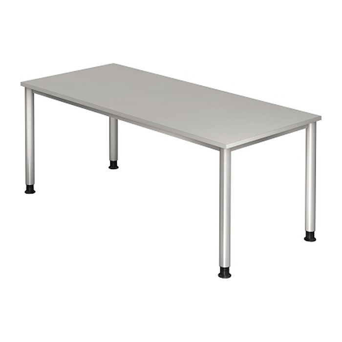 HAMMERBACHER HS19 höhenverstellbarer Schreibtisch lichtgrau rechteckig, 4-Fuß-Gestell silber 180,0 x 80,0 cm