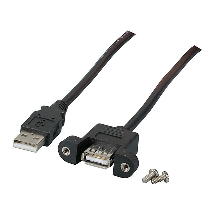 EFB USB2.0 Verlängerung A-A,St.-Einbaubuchse,0.5m,sw,Classic