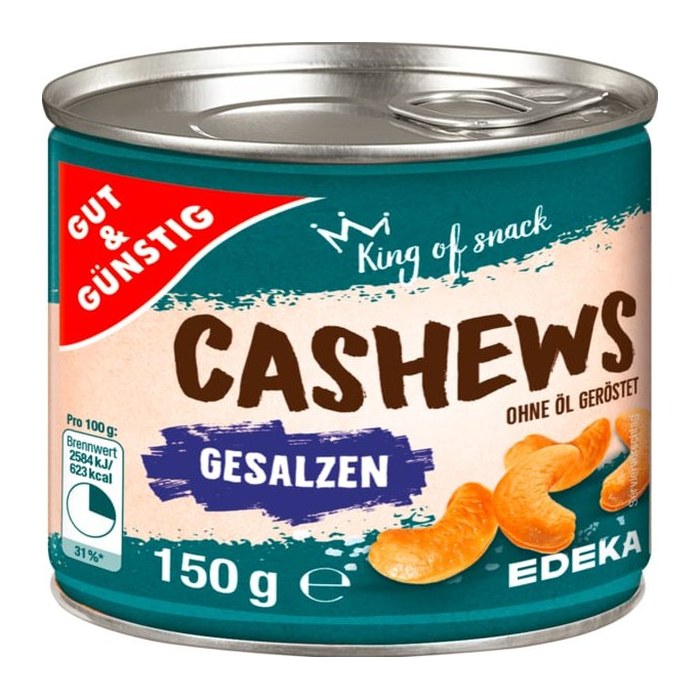 GUT&GÜNSTIG Cashews geröstet & gesalzen Nüsse 150,0 g, 1 St.