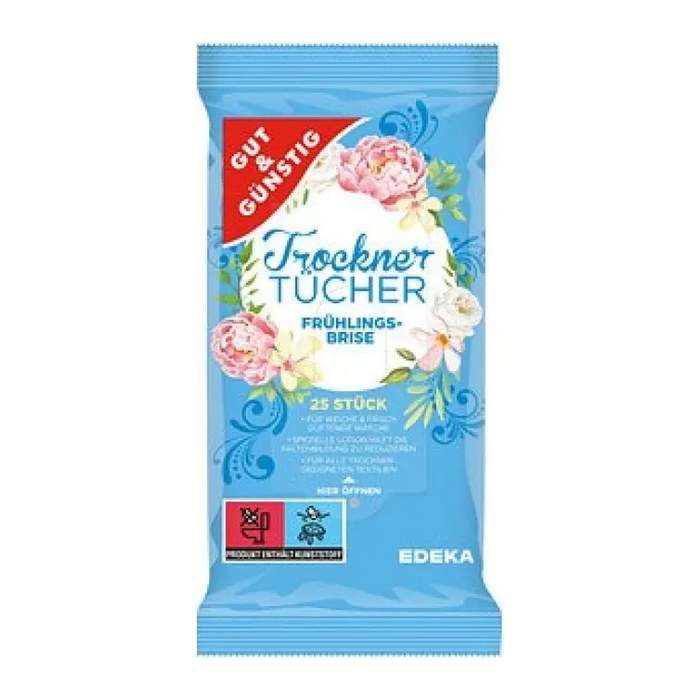 GUT&GÜNSTIG Frühlingsbrise Trocknertücher Tücher, 25 St.