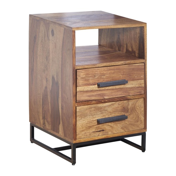 WOHNLING Nachttisch rechteckig Massivholz sheesham 35,0 x 40,0 x 66,0 cm, 1 St.