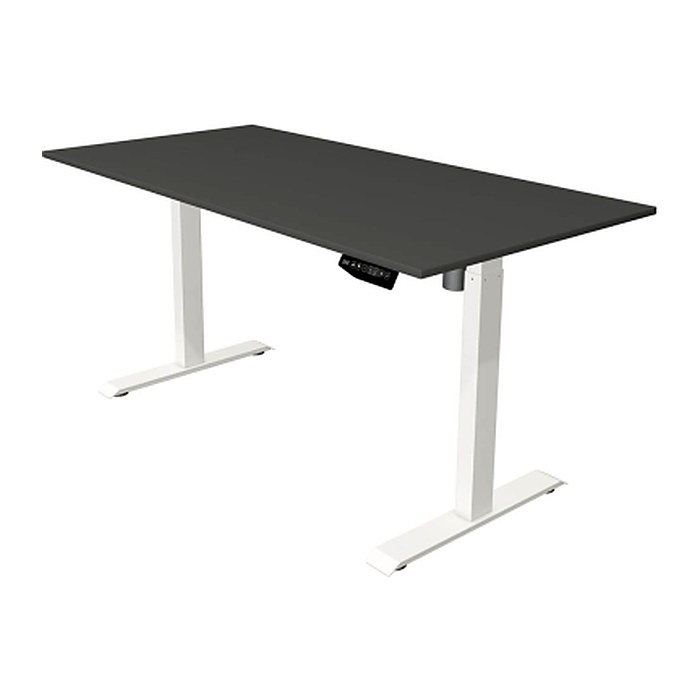 Kerkmann Move 1 elektrisch höhenverstellbarer Schreibtisch anthrazit rechteckig, T-Fuß-Gestell weiß 160,0 x 80,0 cm