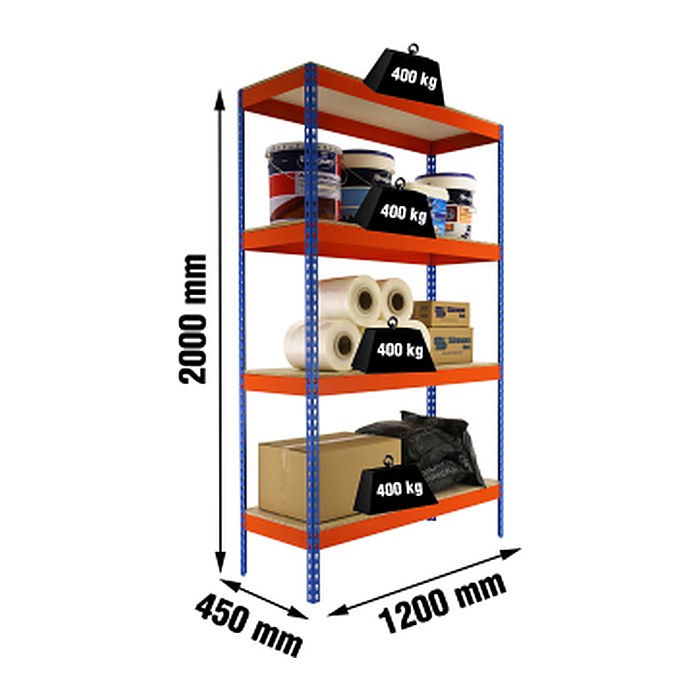 Simonrack Schwerlastregal ECOFORTE 1204-4 458100047201244 orange, blau 120,0 x 45,0 x 200,0 cm
