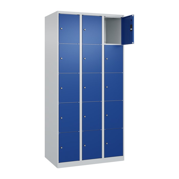 CP Schließfachschrank Classic Plus enzianblau, lichtgrau 080000-305 S10003, 15 Schließfächer 90,0 x 50,0 x 185,0 cm