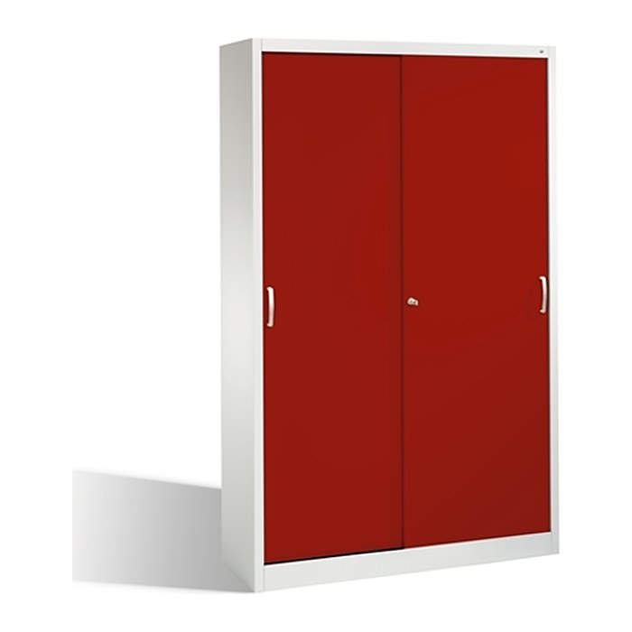 CP Schiebetürenschrank C 2000 Acurado, 2040-00 S10169 lichtgrau, rubinrot 4 Fachböden 120,0 x 40,0 x 195,0 cm