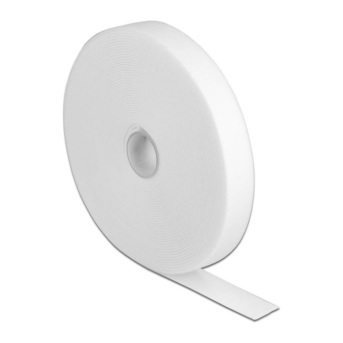DELOCK Klettband auf Rolle L 10 m x B 20 mm weiß