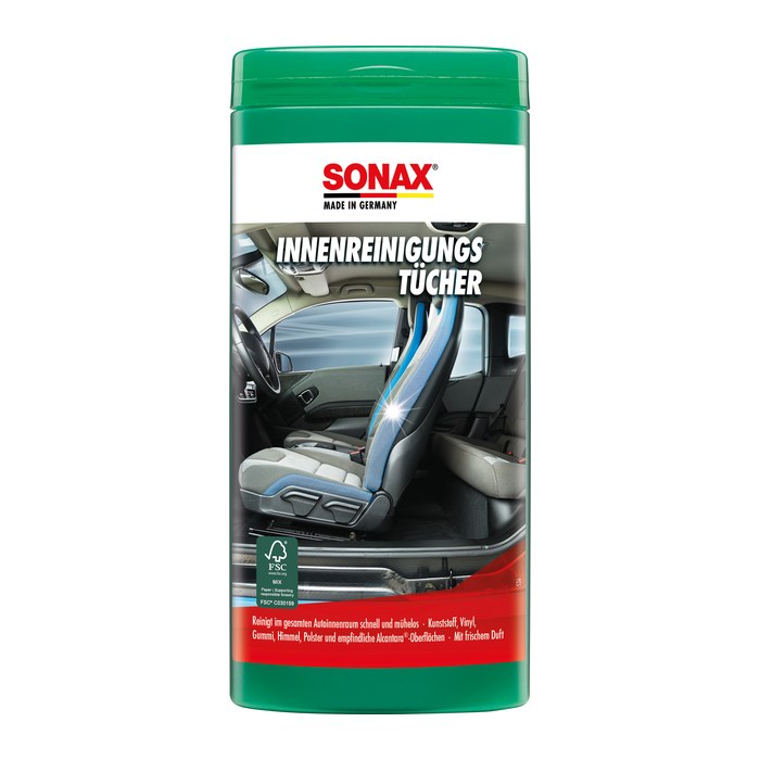 SONAX feuchte Reinigungstücher für Innen 1-lagig weiß, 25 St.