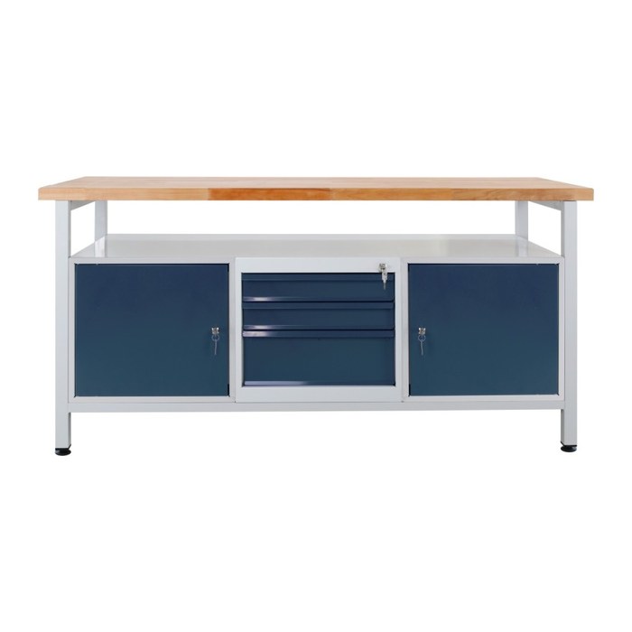 ADB Werkbank lichtgrau, anthrazitgrau 3 Schubladen 170,0 x 60,0 x 84,0 cm