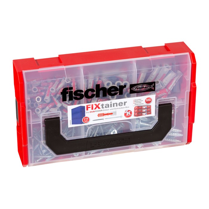 fischer L-Boxx mini DuoPower 535969 Dübel- und Schrauben-Sortiment, 210-teilig