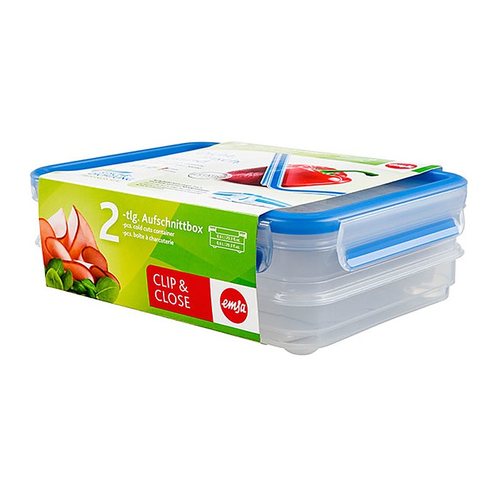 emsa Frischhaltedosen CLIP & CLOSE 7,7 cm hoch transparent 2x 0,6 l, 2 St.