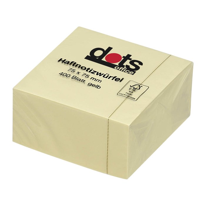 dots Haftnotizen gelb, 1 Würfel