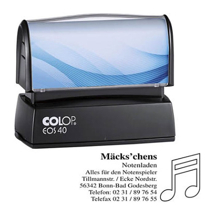 COLOP Textstempel, individualisierbar EOS 40 selbstfärbend blau, schwarz, rot mit Logo, 1 St.