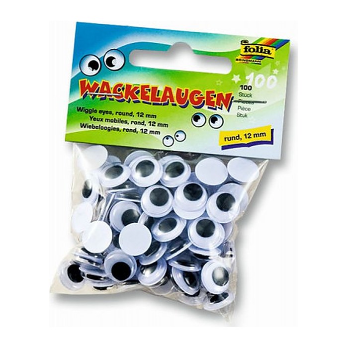 folia Wackelaugen weiß 12,0 mm Ø 12,0 mm, 100 St.