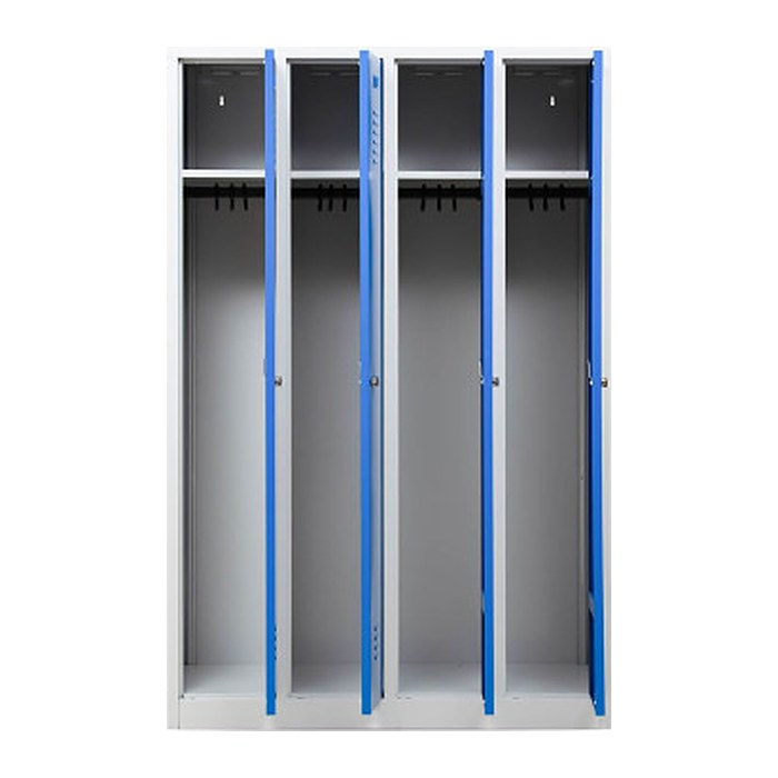 Gürkan Spind lichtgrau, enzianblau 105036, 4 Schließfächer 117,0 x 50,0 x 180,0 cm