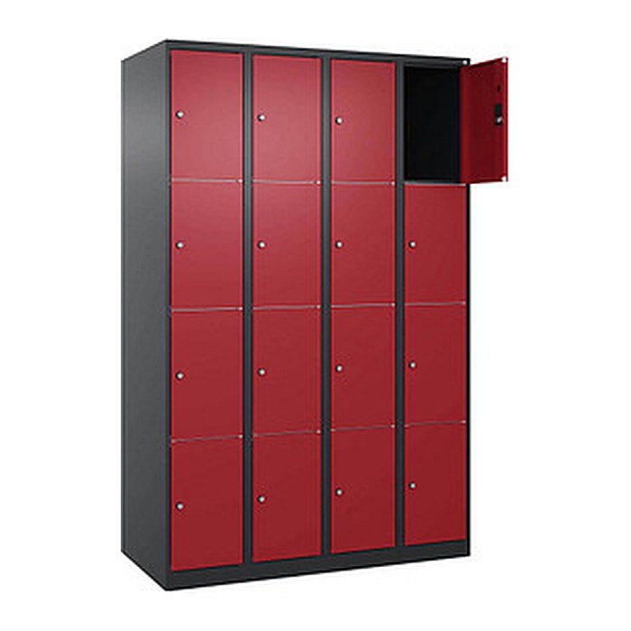 CP Schließfachschrank Classic Plus rubinrot, schwarzgrau 080000-404 S10030, 16 Schließfächer 120,0 x 50,0 x 185,0 cm