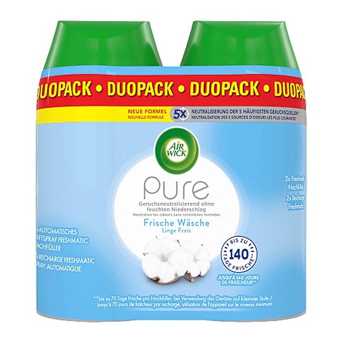 AIRWICK Raumduft-Nachfüller Freshmatic Max pure FRISCHE WÄSCHE frisch 250,0 ml, 2 St.