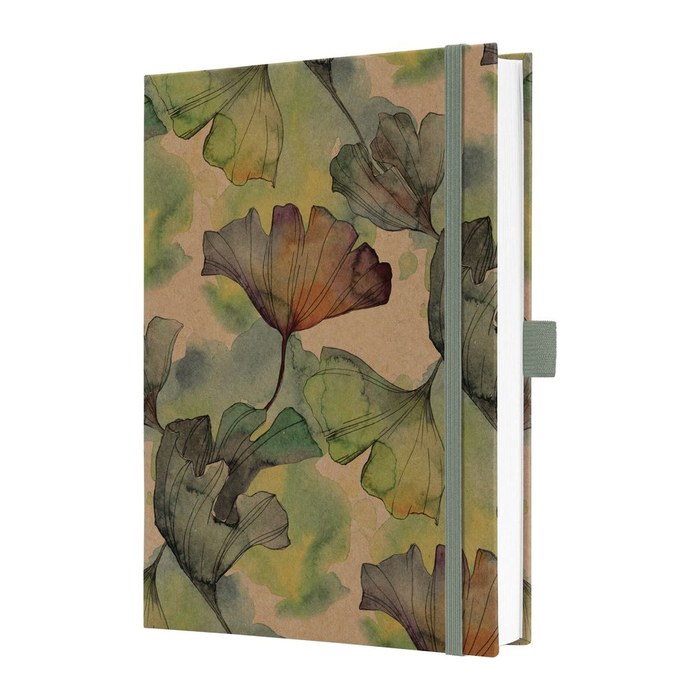 SIGEL Notizbuch Jolie® Pure Ginkgo ca. DIN A5 liniert, gelb, grün, braun Hardcover 192 Seiten, 1 St.