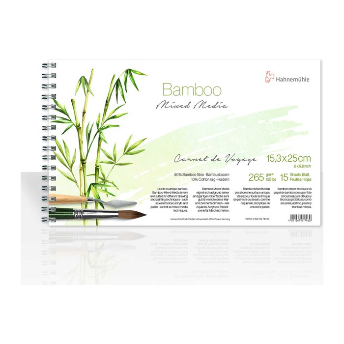 HAHNEMÜHLE Malblock Bamboo 15,3 x 25,0 cm 265 g/qm, 15 Blatt, 1 Block