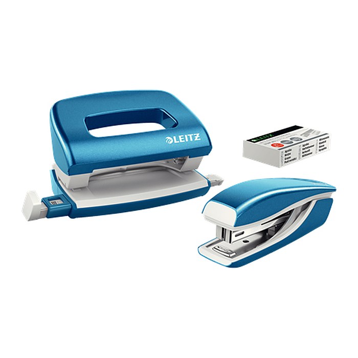 LEITZ Locher und Heftgeräte Set NeXXt WOW blau