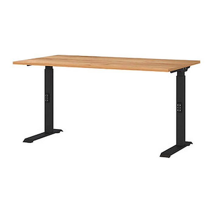 GERMANIA DOWNEY höhenverstellbarer Schreibtisch navarra-eiche rechteckig, C-Fuß-Gestell schwarz 140,0 x 80,0 cm