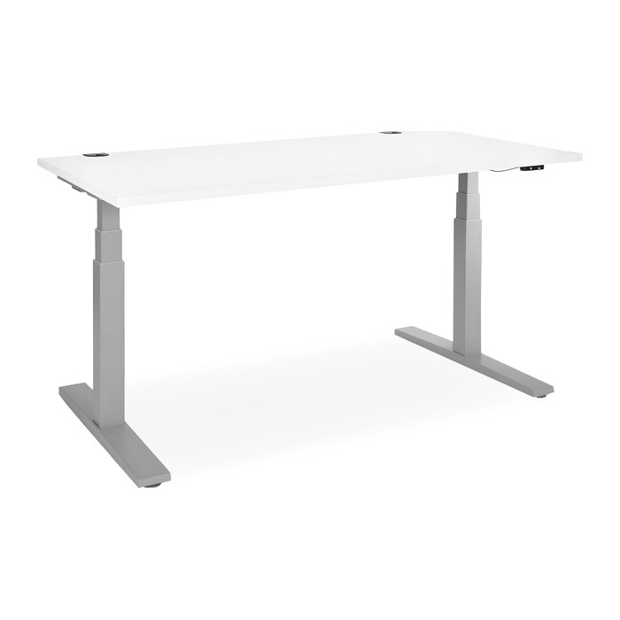 Elektrisch höhenverstellbarer Schreibtisch – Gestell Grau (1800 x 800 mm, Platte Weiß)