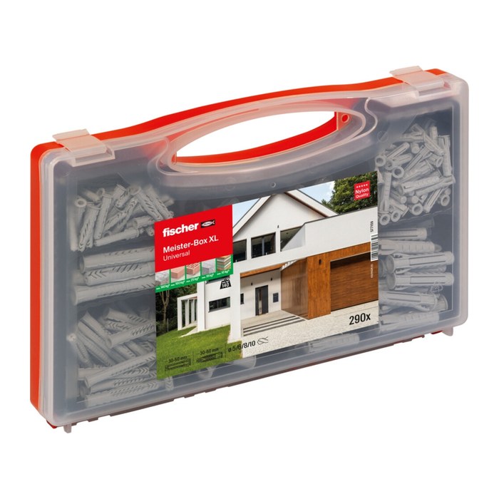 fischer Meister-Box XL Universal 577159 Universaldübel-Sortiment, 290-teilig