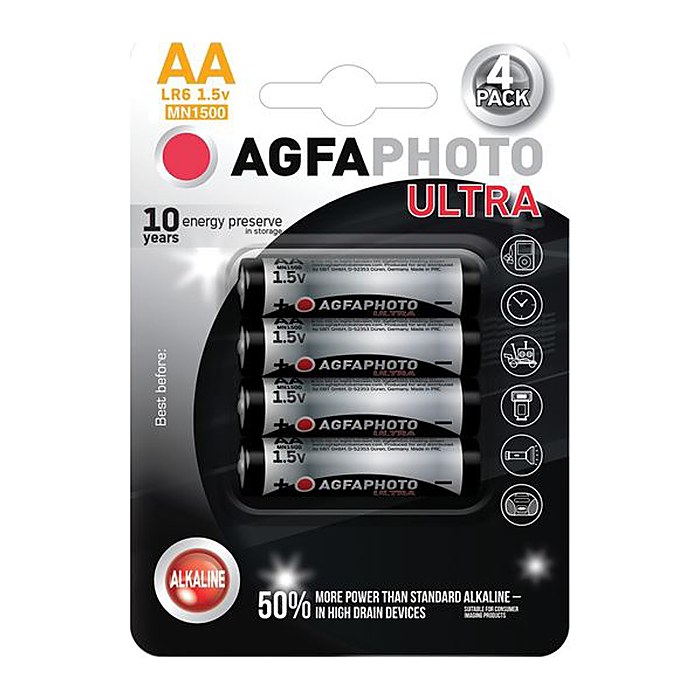 AgfaPhoto Batterie Alkaline Ultra -AA LR06 Mignon 4St.
