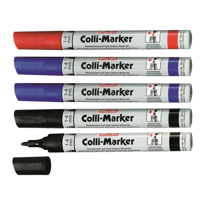 herlitz Colli-Marker Permanentmarker farbsortiert 1,0 - 4,0 mm, 5 St.