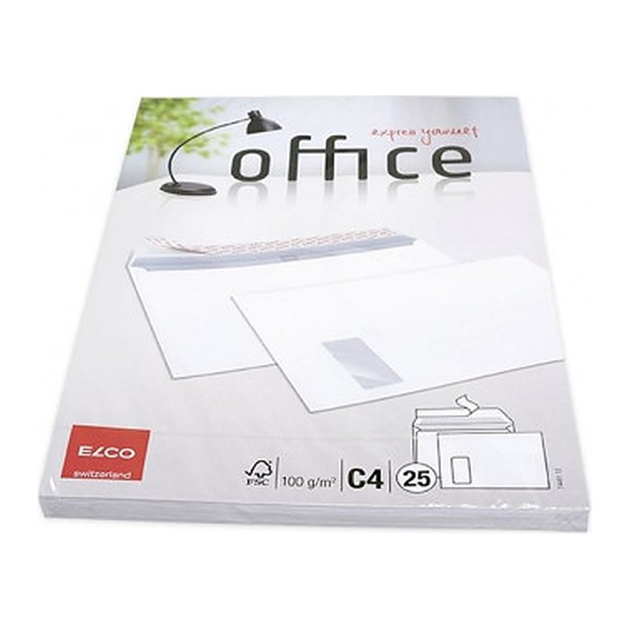 ELCO Briefumschläge Office DIN C4 mit Fenster weiß haftklebend 25 St.