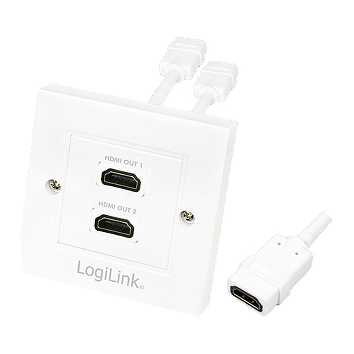 Logilink HDMI Adapter, wall socket, 2-port, white