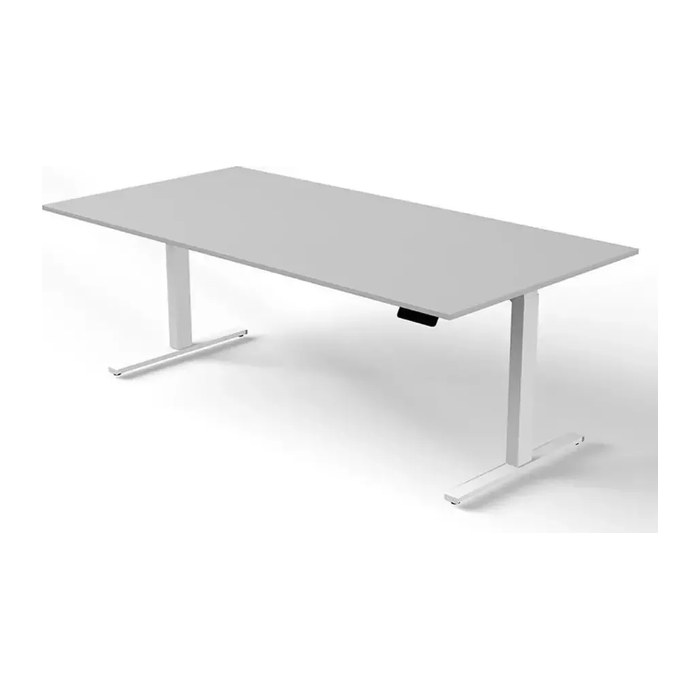 Kerkmann Move 3 elektrisch höhenverstellbarer Schreibtisch lichtgrau rechteckig, T-Fuß-Gestell weiß 200,0 x 100,0 cm