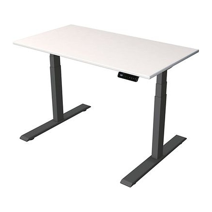 Kerkmann Smart office elektrisch höhenverstellbarer Schreibtisch weiß rechteckig, T-Fuß-Gestell grau 120,0 x 65,0 cm