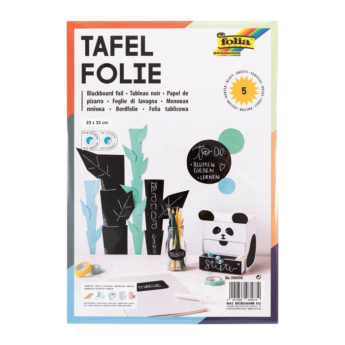 folia Tafelfolie selbstklebend blanko 23,0 x 33,0 cm, 5 Blatt