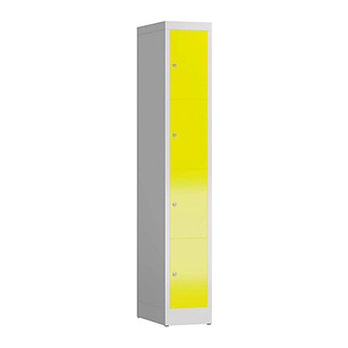 ClassiX Schließfachschrank lichtgrau, zinkgelb X-520416, 4 Schließfächer 31,0 x 50,0 x 180,0 cm