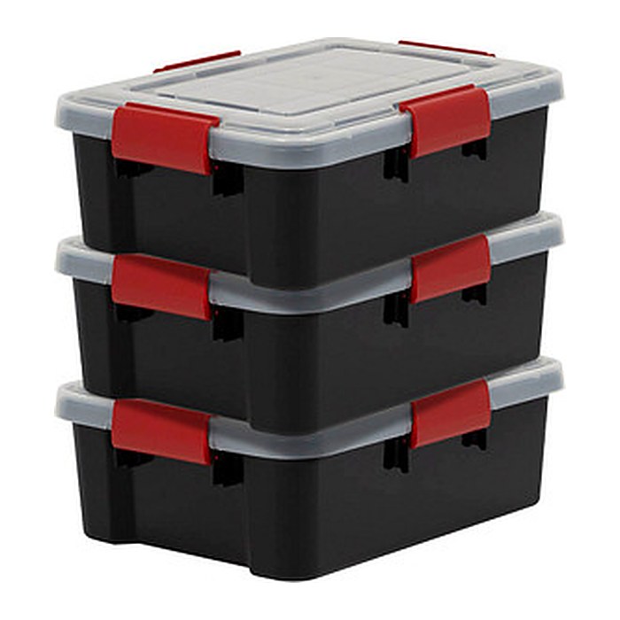 IRIS Ohyama AT-S BkR/C/D.Red Aufbewahrungsboxen 3x 10,0 l schwarz, transparent, rot 29,0 x 39,0 x 14,6 cm, 3 St.