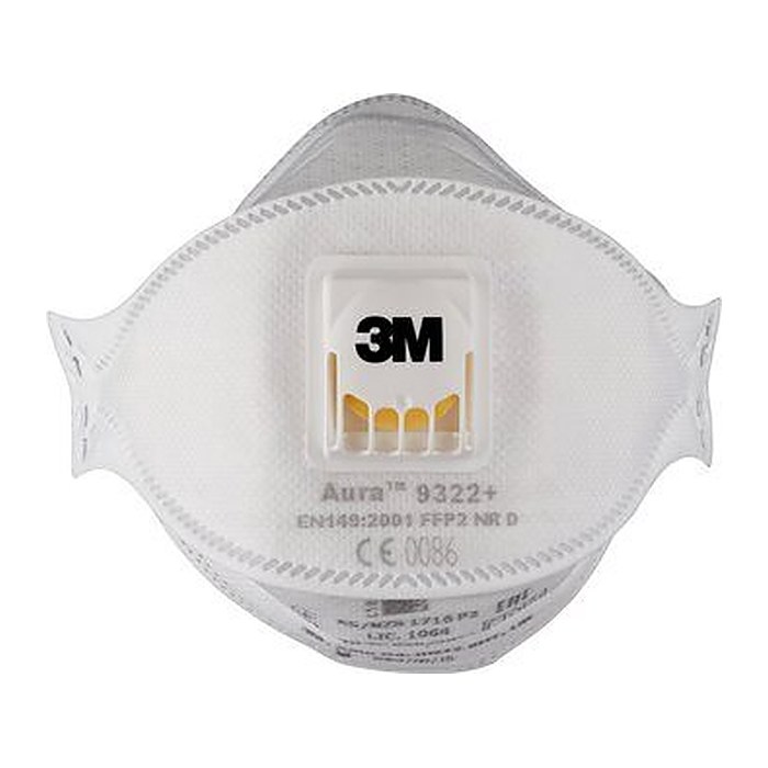3M Atemschutzmasken Aura™ Comfort Cool Flow™ 9322+ FFP2 NR D DIN EN 149:2001, A1:2009, 10 St.