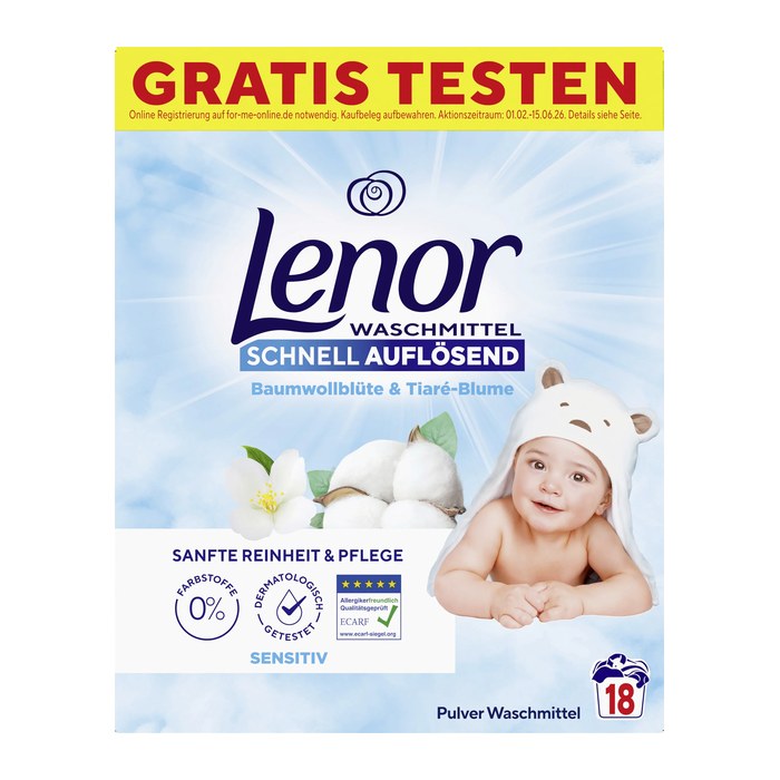 Lenor SENSITIV Waschmittel Pulver, 900 ml