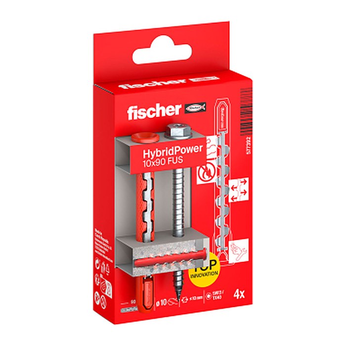fischer HybridPower 10x90 / 7x89 577392 Dübel- und Schrauben-Set, 8-teilig